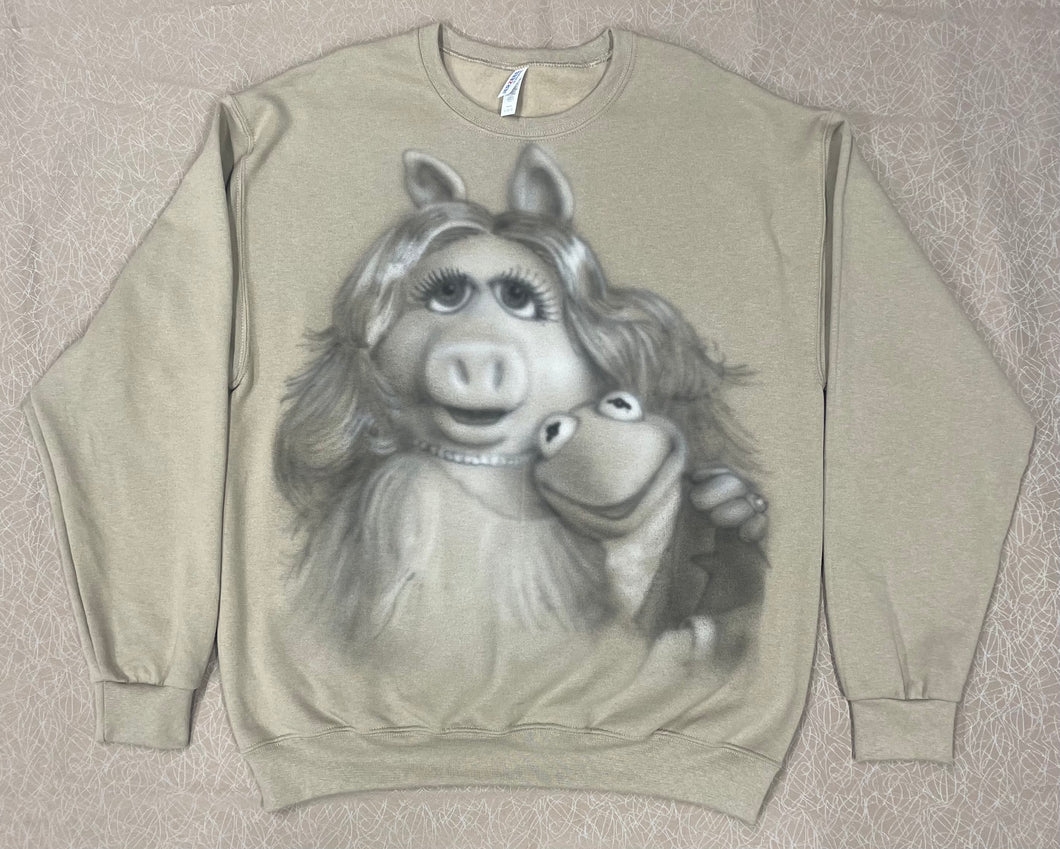 Yellow airbrushed Gildan sweatshirt (size: Large)