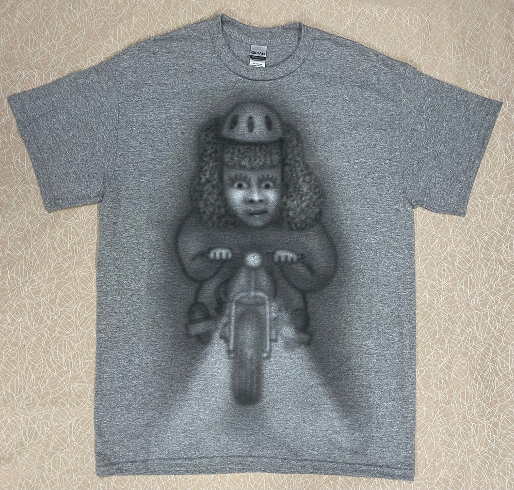 Grey airbrushed short sleeve t-shirt (size: Medium)