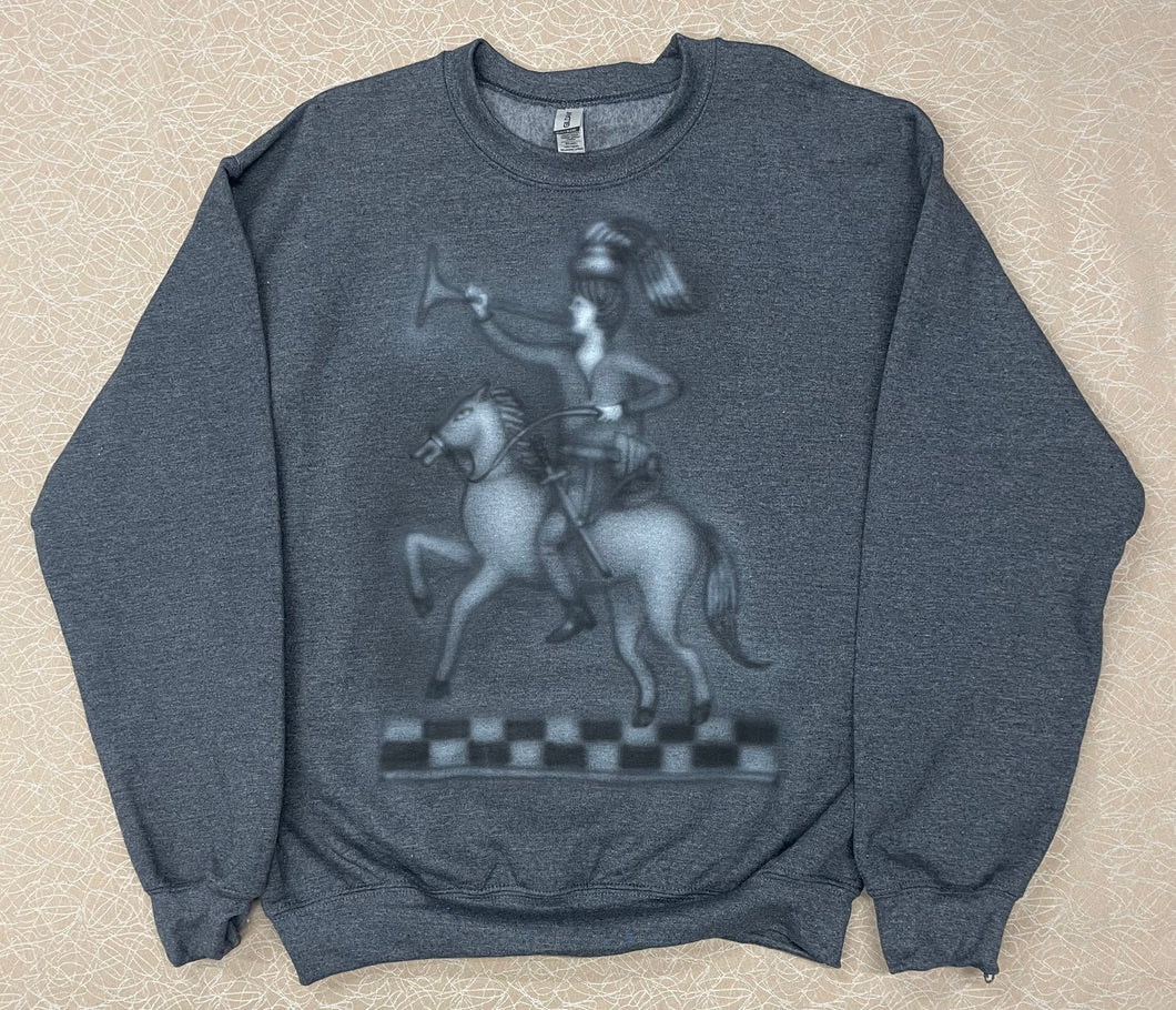 Grey airbrushed Gildan sweatshirt (size: Medium)